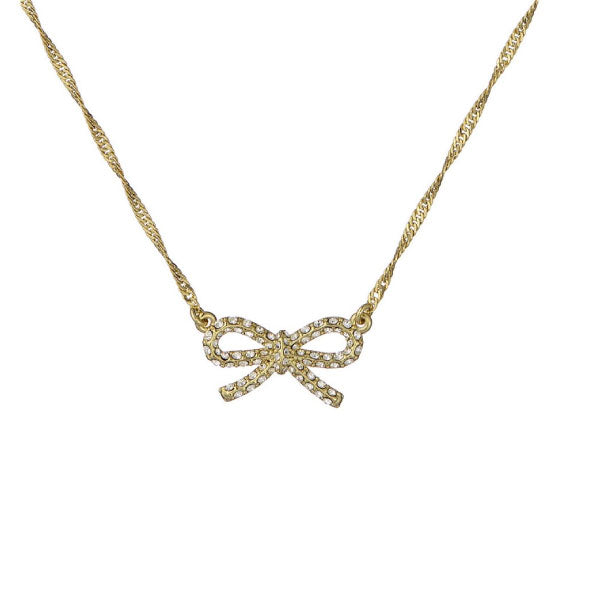 Ribah Gold Tone Ribbon Bow Necklace
