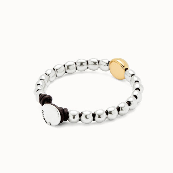 Beaded Silver Bracelet with Gold Central Bead
