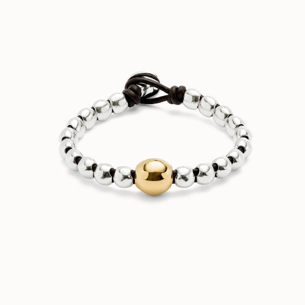 Beaded Silver Bracelet with Gold Central Bead
