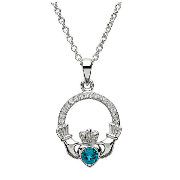 Claddagh December Birthstone Pendant Necklace