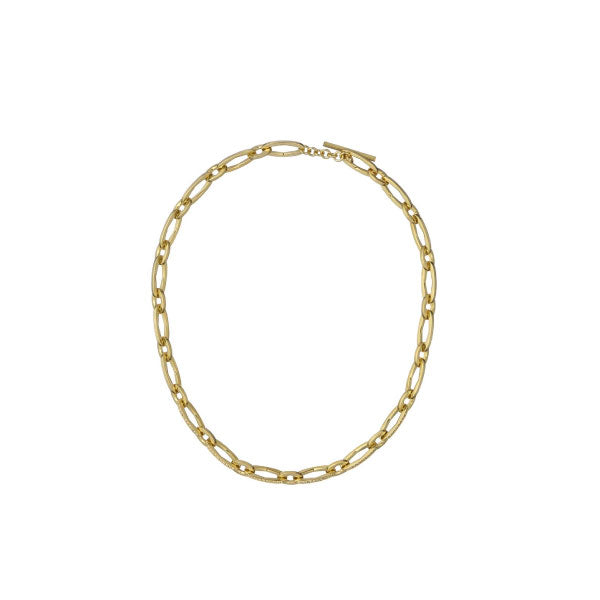 Shiya Crystal Shimmer Gold Tone Chain Necklace