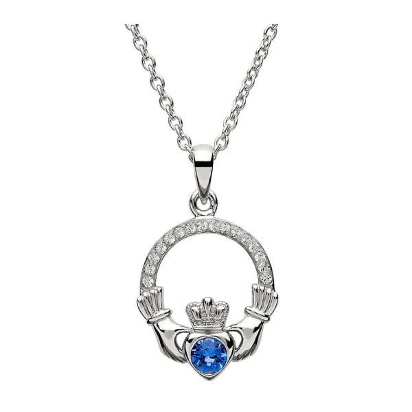 Claddagh September Birthstone Pendant Necklace