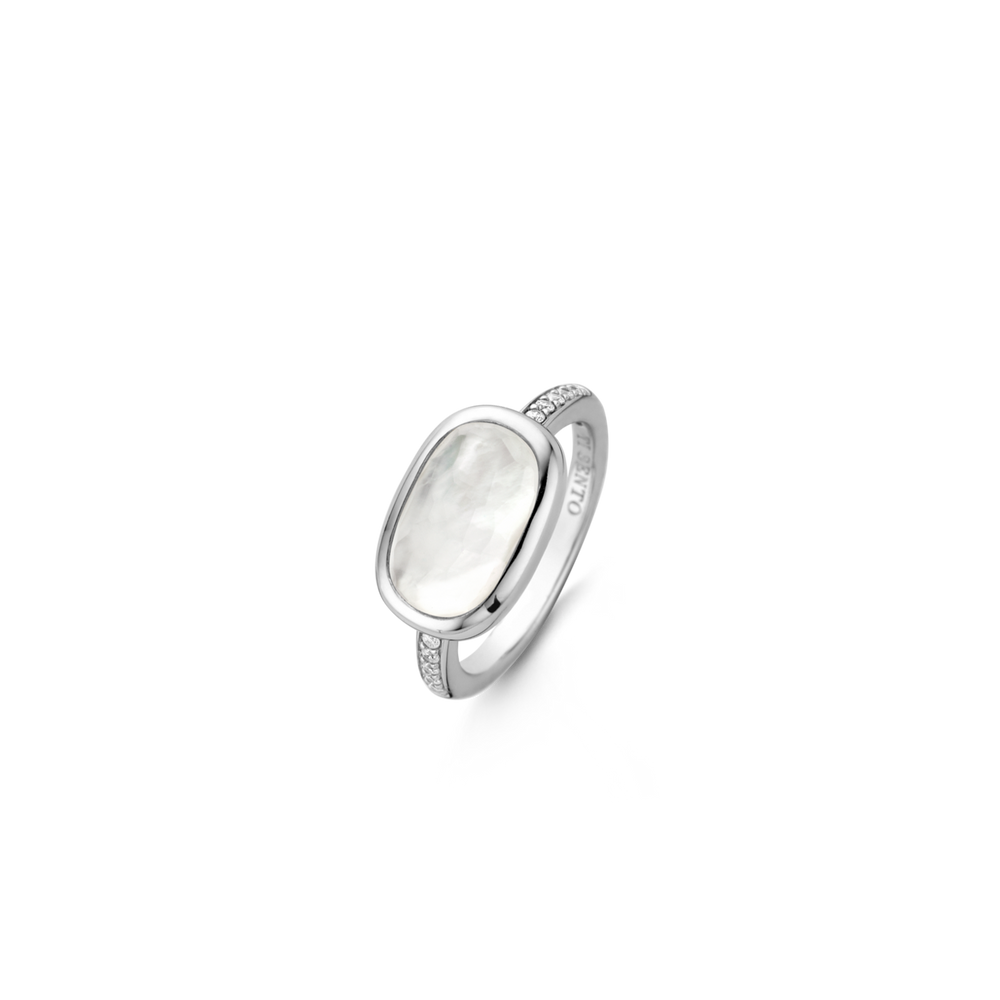 Ti Sento Rectangular Mother of Pearl Ring