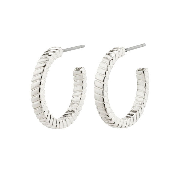 Pilgrim ECSTATIC square snake chain hoop earrings silver-plated