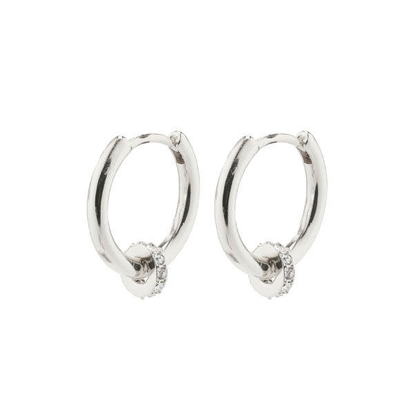 Pilgrim ECSTATIC huggies hoop crystal earrings silver-plated
