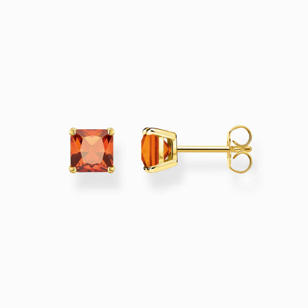 Thomas Sabo Ear Studs with Orange coloured Stone Gold