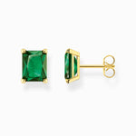 Thomas Sabo Rectangular Emerald coloured Earrings Gold
