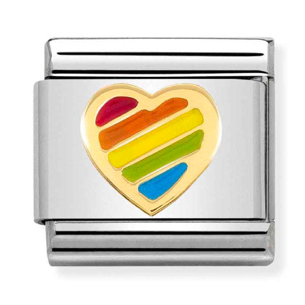 Composable Classic SYMBOLS steel, enamel and 18k gold Rainbow heart