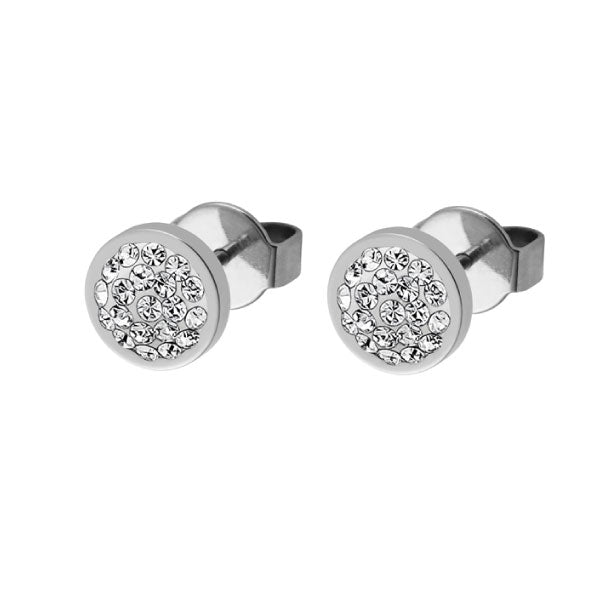 Qudo Cetta Mini 8mm Crystal Studs Silver