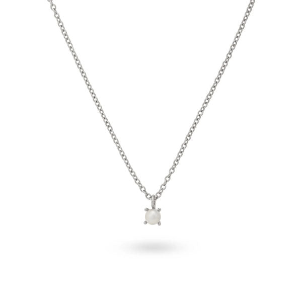 24Kae Single Pearl Necklace Silver