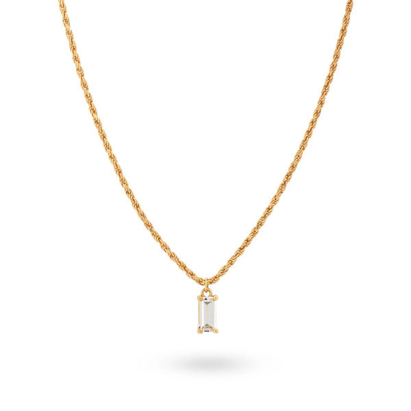 24Kae White Rectangular Pendant Necklace Gold