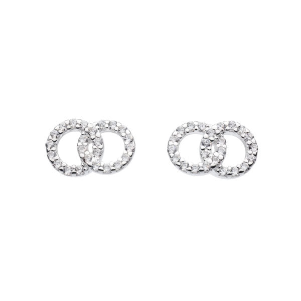 Dew Small Circle Link CZ Stud Earrings