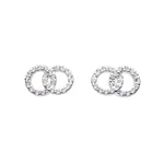 Dew Small Circle Link CZ Stud Earrings