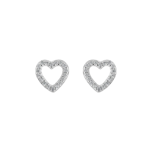 Dew CZ Open Heart Stud Earrings