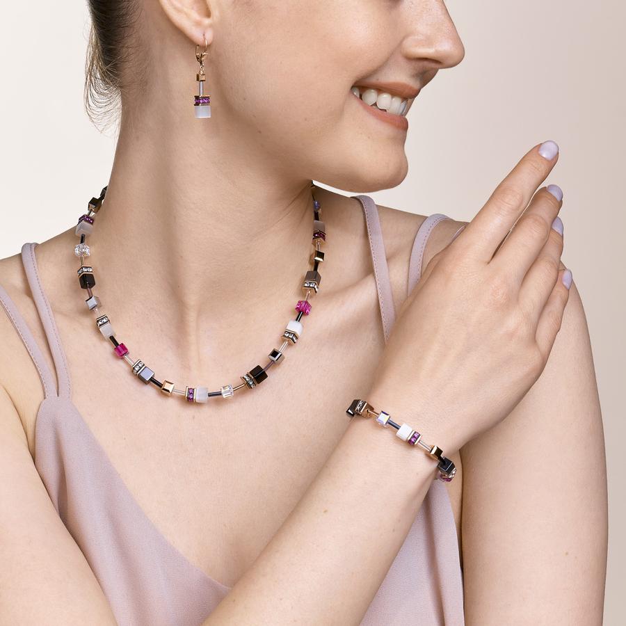 Coeur De Lion GeoCUBE® Rose Gold, White & Pink Earrings