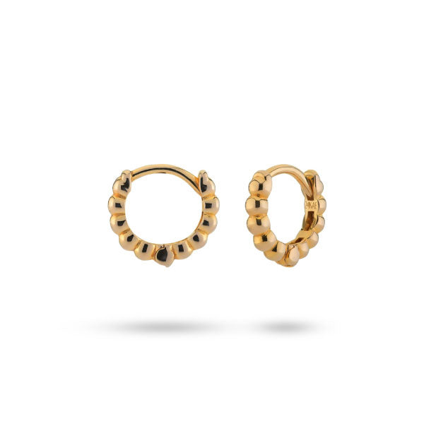 24Kae Beaded Detail Huggie Hoop Earrings Gold