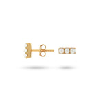 24Kae Triple Pearl Stud Earrings Gold