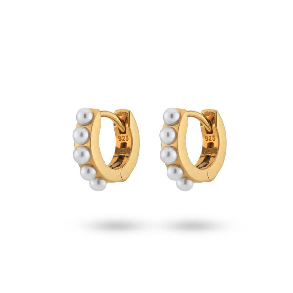 24Kae Huggie Hoop Pearl Earrings Gold