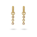 24Kae Coloured Stone Triple Drop Earrings Gold