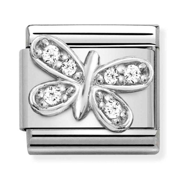 Composable CL SYMBOLS steel , Cubic zirconia and 925 sterling silver WHITE butterfly