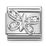 Composable CL SYMBOLS steel , Cubic zirconia and 925 sterling silver WHITE butterfly