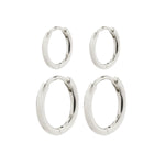 Pilgrim ARIELLA huggie hoop earrings 2-in-1 set silver-plated
