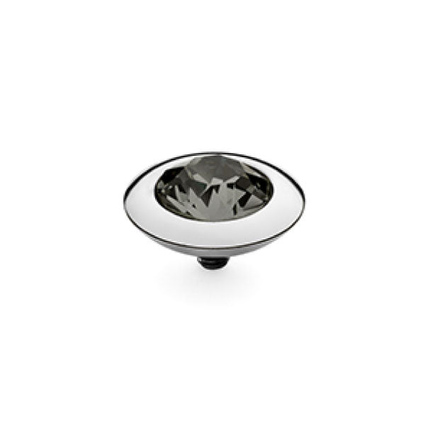 Qudo Tondo 13mm Black Diamond Topper Silver