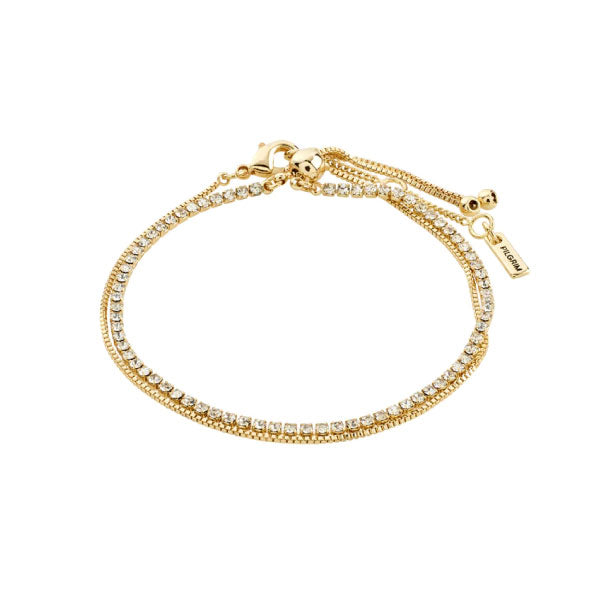 Pilgrim MILLE crystal bracelet 2-in-1 set gold-plated