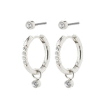 Pilgrim ELNA Crystal Earrings 2-in-1 set Silver-plated
