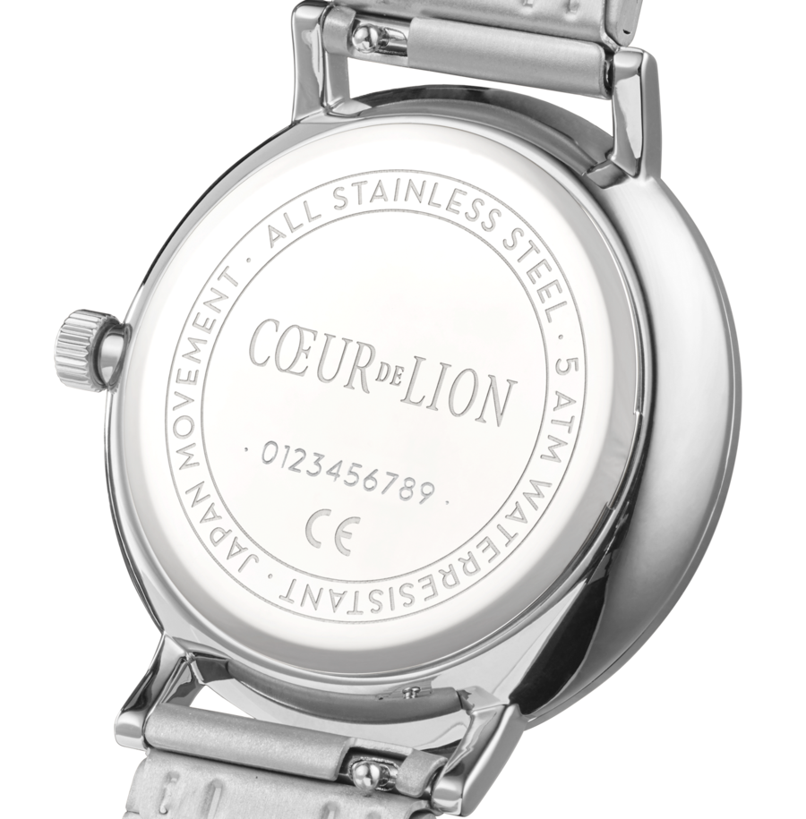 Coeur De Lion Round Mother-of-Pearl Milanese Stainless Steel Watch