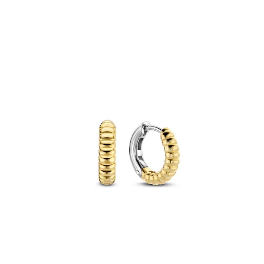 Ti Sento Ribbed Gold Plated Hoops