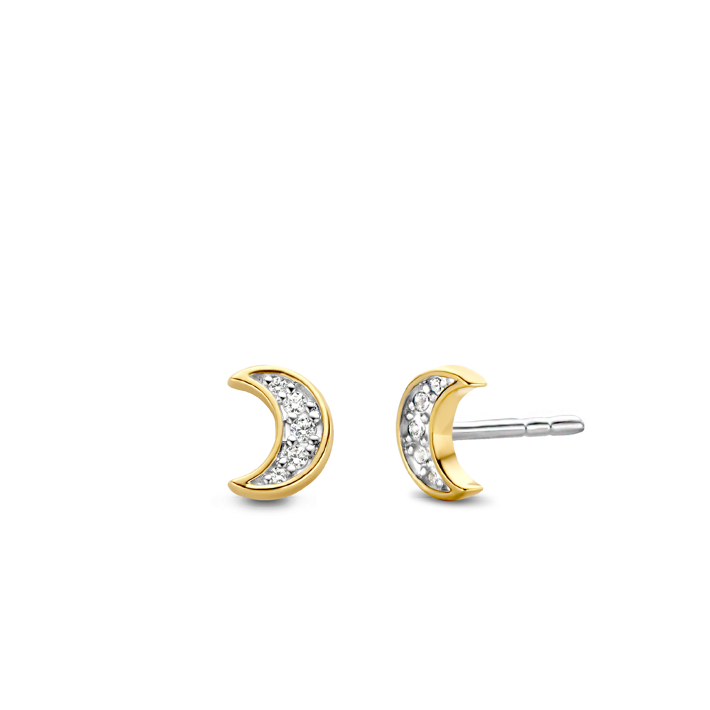 Ti Sento Gold Crescent Moon Stud Earrings