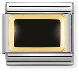 Composable Classic PLATES steel , enamel and 18k gold Black rectangle