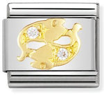 COMPOSABLE Classic ZODIAC in stainless steel with 18k gold and Cubic Zirconia Pisces