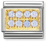 COMPOSABLE Classic PAVE  in stainless steel with 18k gold and Cubic Zirconia Light Blue CZ