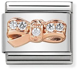 Composable Classic Symbols in stainless steel with 9k rose gold and CZ Bow CHERIE