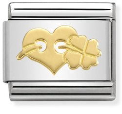 Composable Classic SYMBOLS and steel and 18k gold Heart And Clover