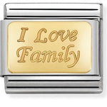 COMPOSABLE Classic ENGRAVED SIGNS in stainless steel with 18k gold CUSTOM I Love Family