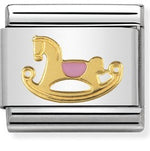 COMPOSABLE Classic 1 DAILY LIFE in stainless steel with enamel and 18k gold Pink rocking horse