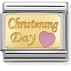 Composable Classic PLATES steel , enamel and 18k gold Pink Christening day