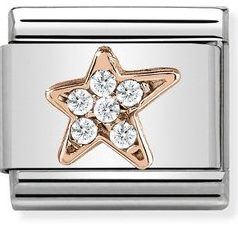 Composable Classic Symbols in stainless steel with 9k rose gold and CZ Asymmetric Star