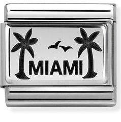 Composable Classic PLATES OXIDIZED steel and 925 sterling silver Palms with MIAMI