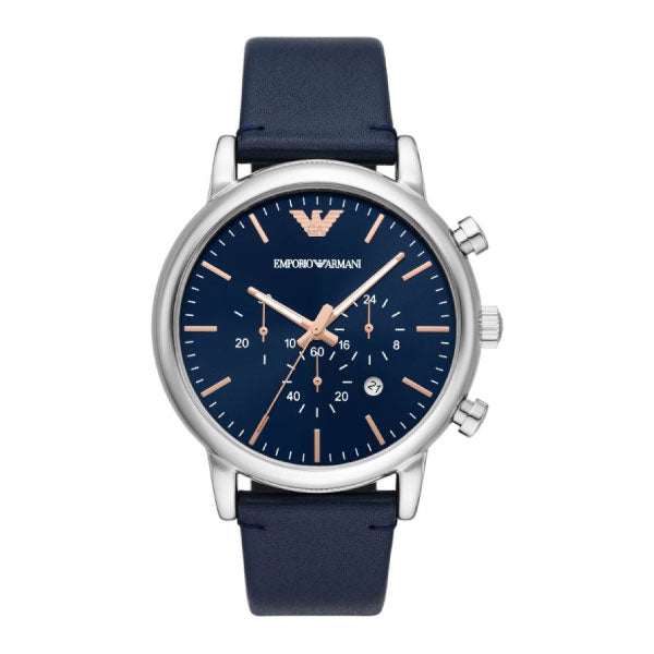 Emporio Armani Luigi Men's Leather Watch Blue