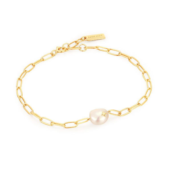 Ania Haie Pearl Sparkle Chain Bracelet Gold