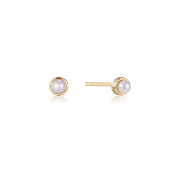 Ania Haie Pearl Cabochon Stud Gold