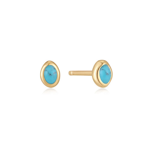 Ania Haie Turquoise Wave Stud Earrings Gold