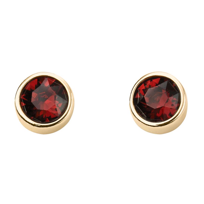 Yellow Gold January Birthstone Stud Earrings