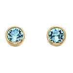 Yellow Gold March Birthstone Stud Earrings