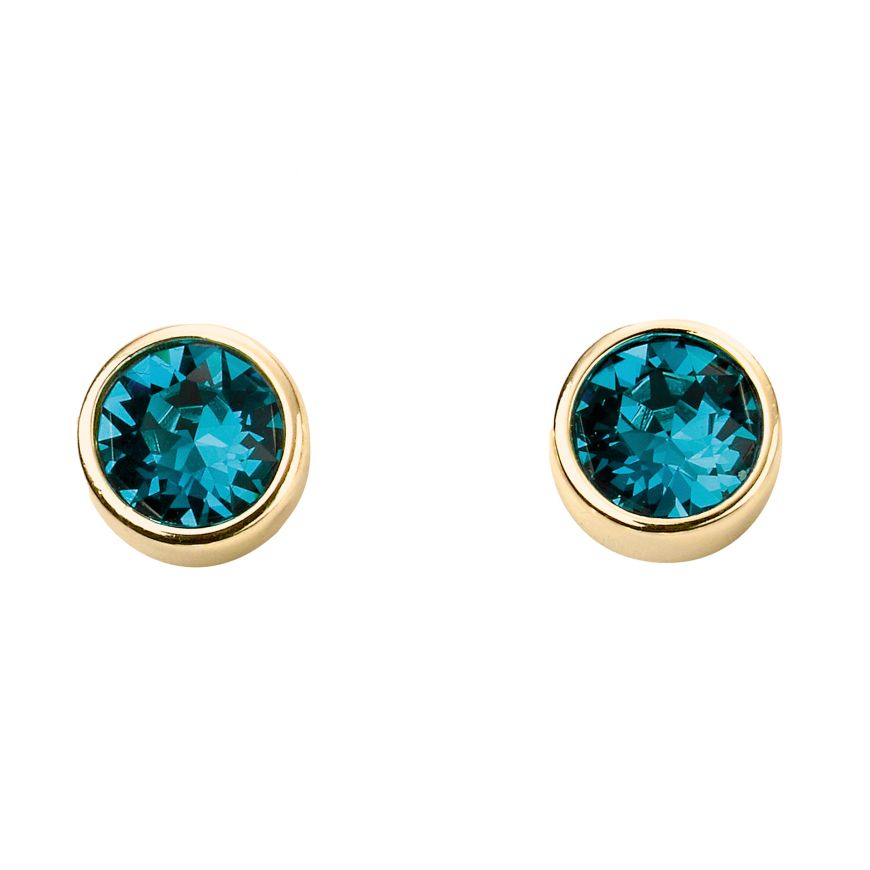 Yellow Gold December Birthstone Stud Earrings