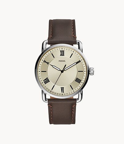 Fossil Copeland Three-Hand Brown Leather Watch